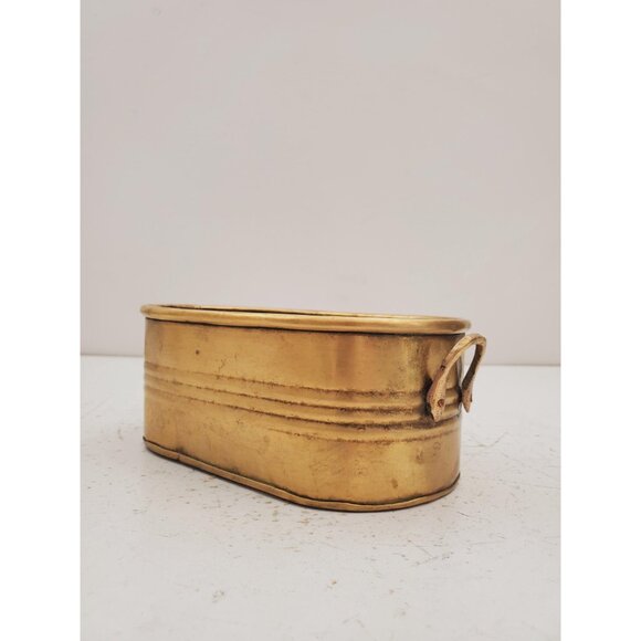 Vintage Brass Planter,- With Handles -Brass Rectangle Planter Vintage oval brass - Picture 7 of 10